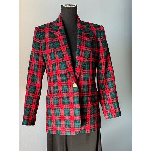 VTG David Brooks Classic women’s 
 jacket 4P Wool Red green USA - Picture 1 of 8
